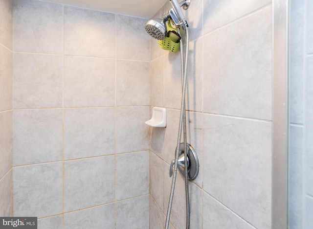 interior details featuring tiled shower