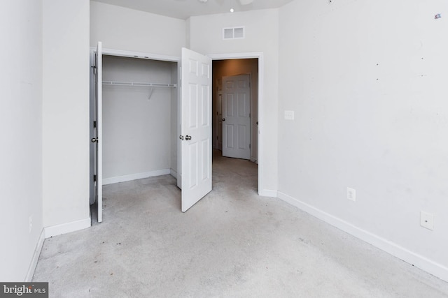 unfurnished bedroom with a closet