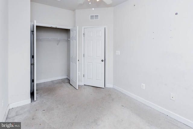 unfurnished bedroom with a closet