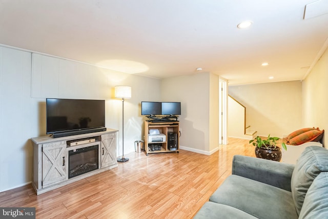 living room featuring light wood-type flooring