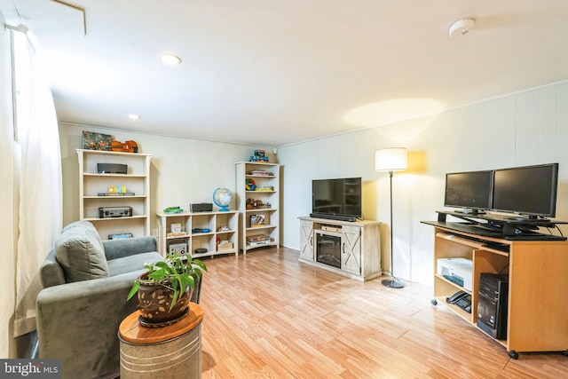 living room with light hardwood / wood-style floors