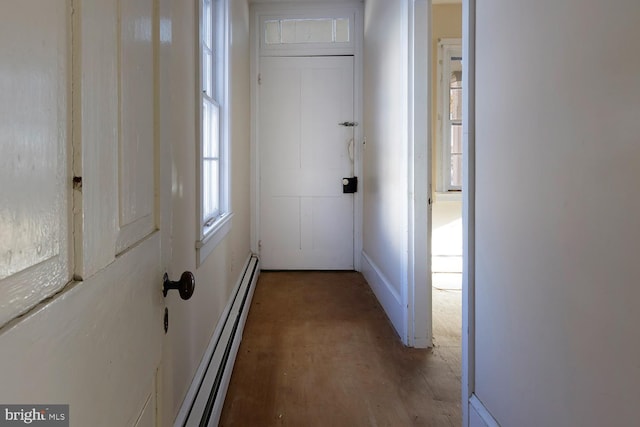 corridor featuring baseboard heating