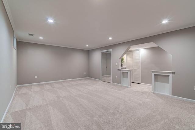 interior space featuring crown molding