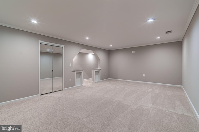 interior space featuring crown molding