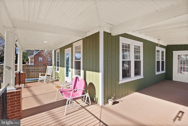 wooden deck featuring a porch