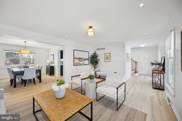 living room featuring light hardwood / wood-style floors