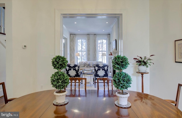 dining room featuring ornamental molding