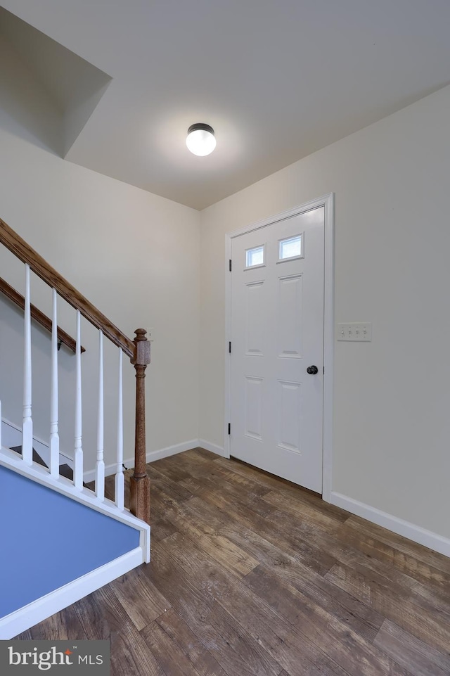 foyer entrance featuring dark wood-type flooring