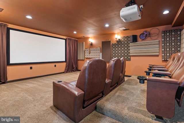 view of carpeted cinema room