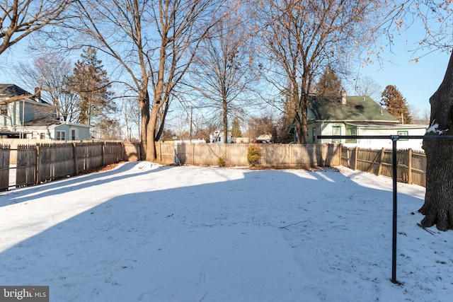 view of yard covered in snow