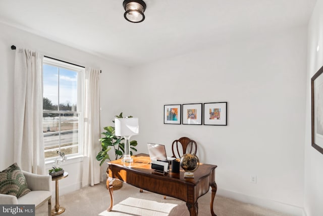 office featuring light carpet and a wealth of natural light