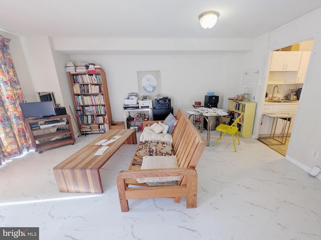 living room featuring sink