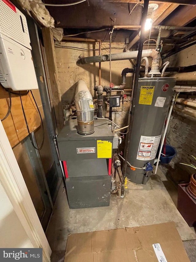 utilities with a heating unit and water heater