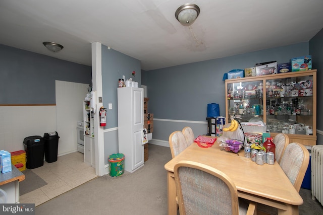 dining area with radiator heating unit