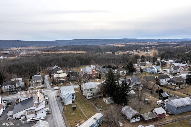 aerial view featuring a residential view and a mountain view