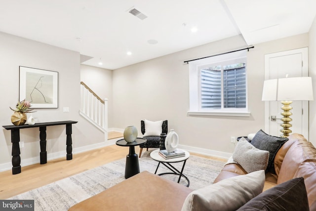 living room featuring light hardwood / wood-style flooring