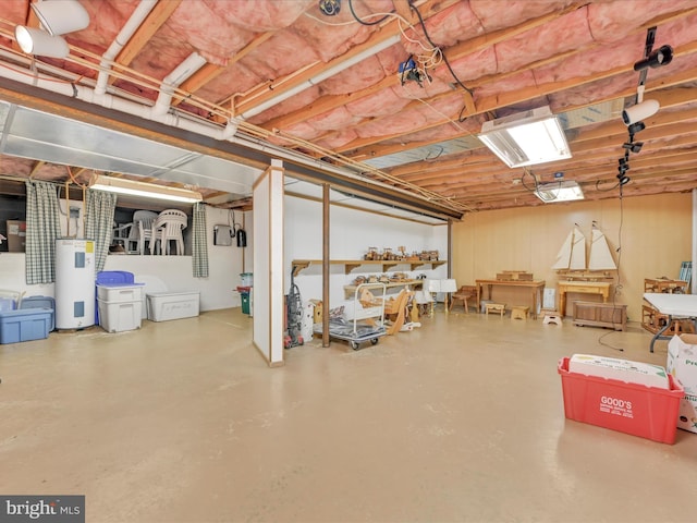 basement featuring water heater