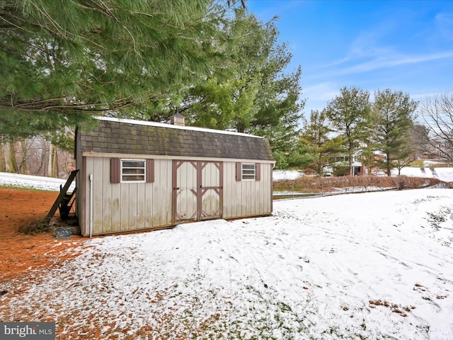 view of snow covered structure