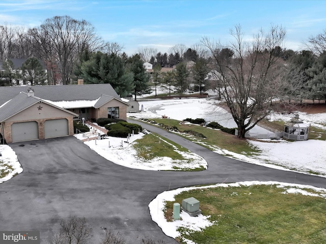 exterior space with a garage