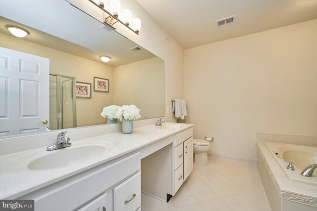 full bath with double vanity, visible vents, and a sink