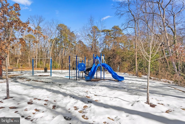 view of snow covered playground