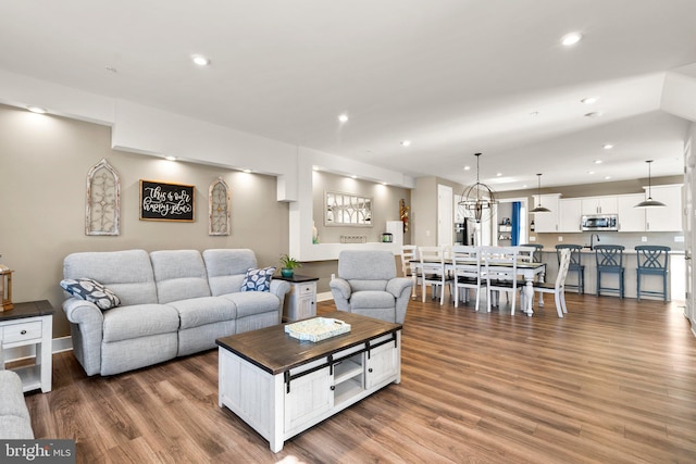 living room with hardwood / wood-style floors