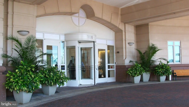 property entrance featuring french doors