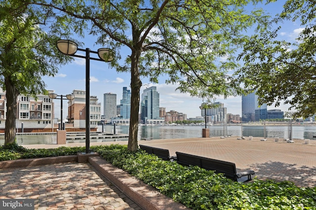 view of property's community featuring a water view