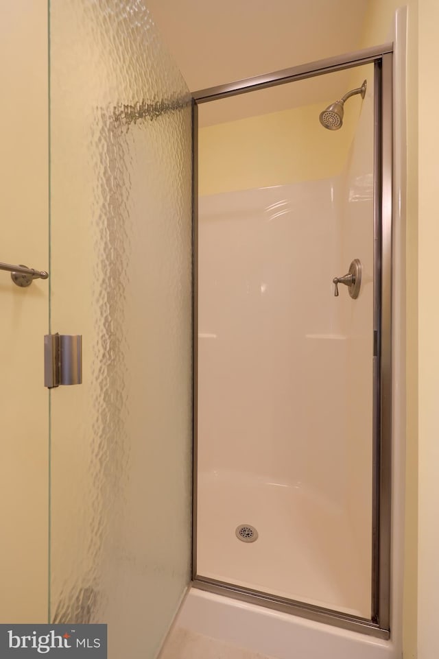 bathroom with a stall shower