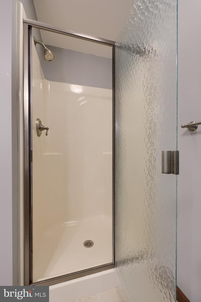 bathroom featuring a shower stall