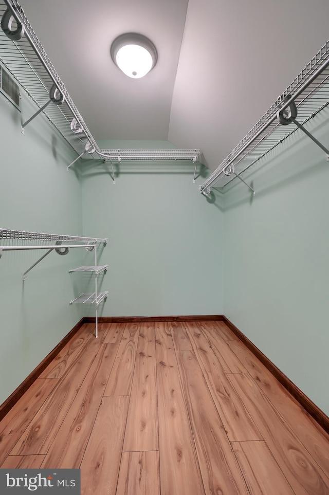 walk in closet featuring light wood finished floors