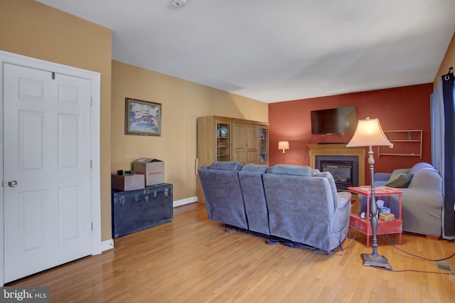 living room with hardwood / wood-style floors