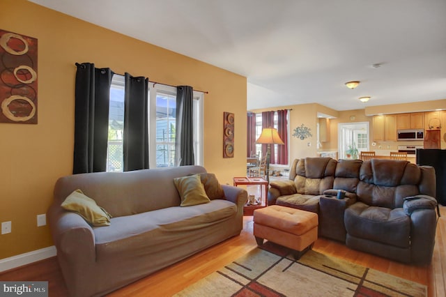 living room featuring light hardwood / wood-style flooring