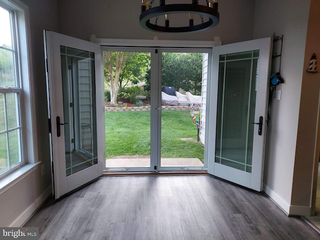 doorway to outside featuring hardwood / wood-style flooring