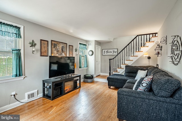 living room featuring hardwood / wood-style flooring