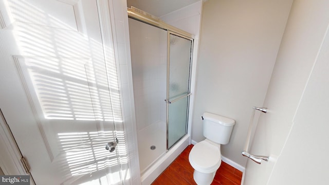 12459 Charter Oak Ct, Waldorf, MD 20601 - bathroom with hardwood / wood-style flooring, toilet, and walk in shower