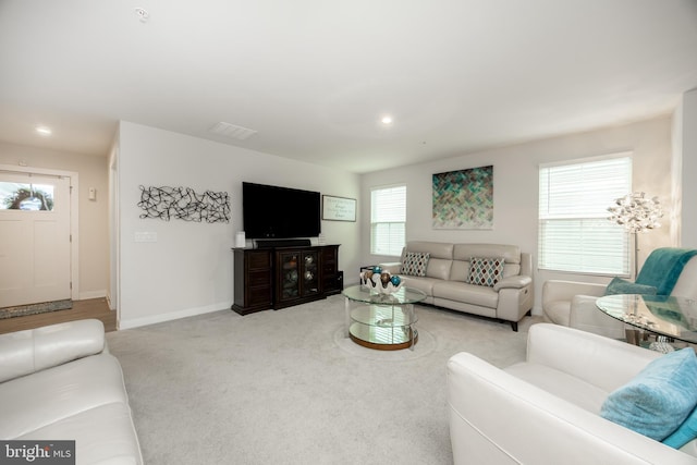 108 Zachary Way, Pottstown, PA 19464 - carpeted living area featuring baseboards and recessed lighting