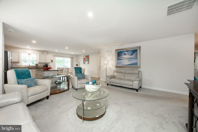 108 Zachary Way, Pottstown, PA 19464 - living room with recessed lighting, baseboards, and light carpet