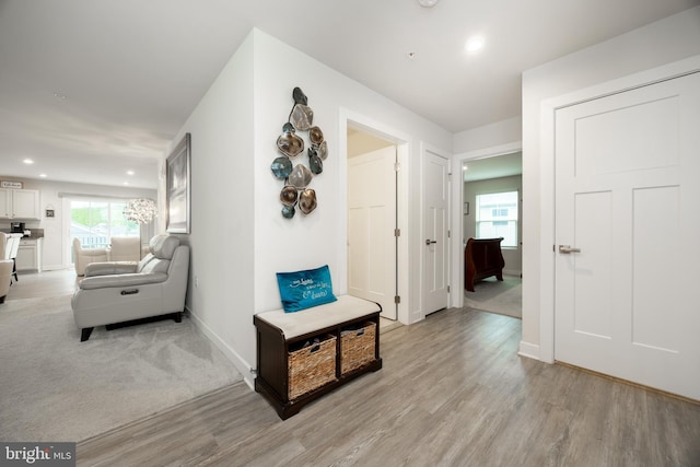 108 Zachary Way, Pottstown, PA 19464 - hallway featuring light wood-style floors, plenty of natural light, baseboards, and recessed lighting
