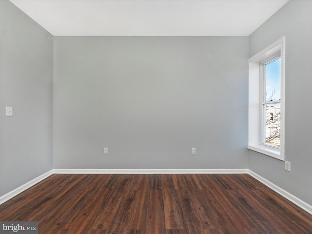 empty room with dark wood-type flooring