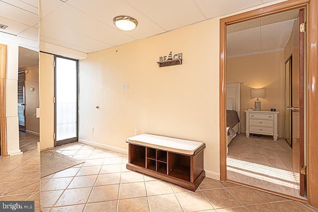 interior space with light tile patterned floors