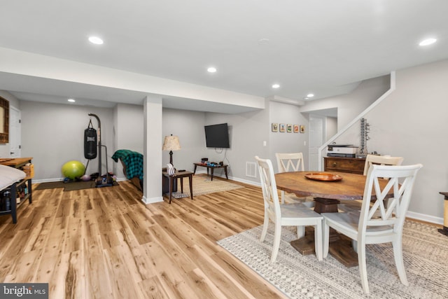 dining area featuring light hardwood / wood-style flooring