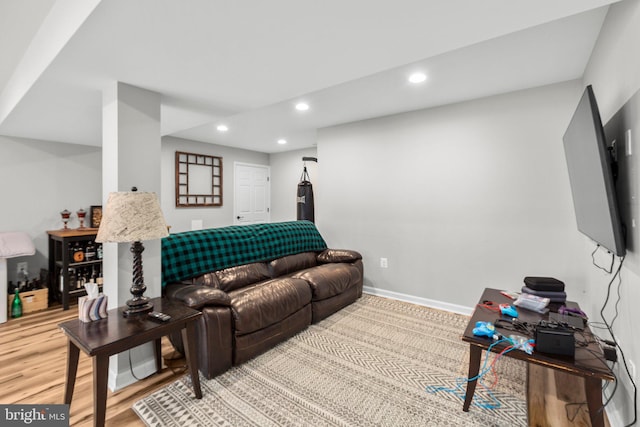 living room featuring light hardwood / wood-style flooring