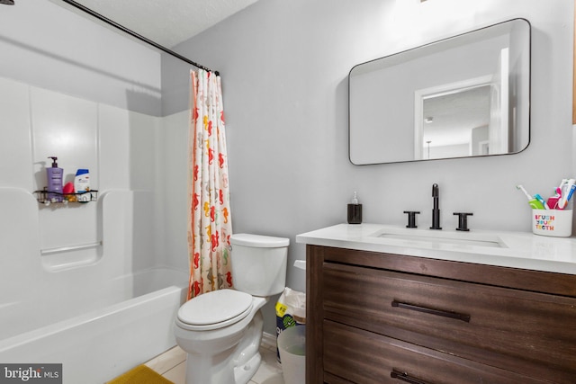 full bathroom featuring vanity, toilet, and shower / bath combo with shower curtain