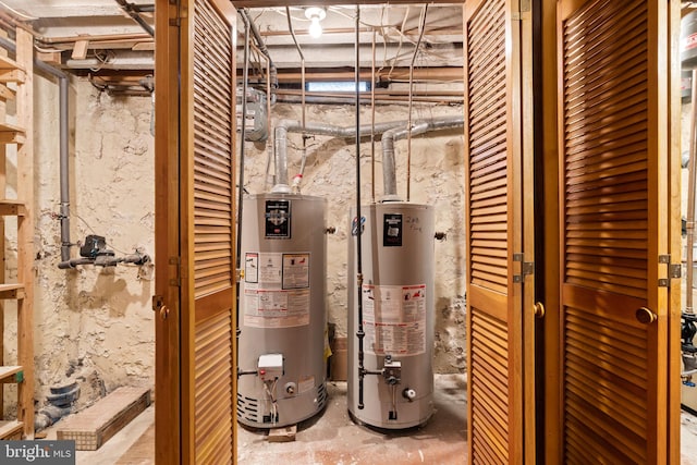 utility room featuring gas water heater