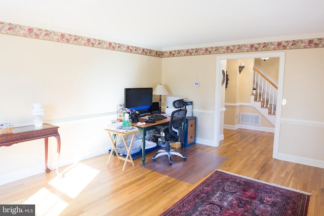 office area featuring hardwood / wood-style flooring