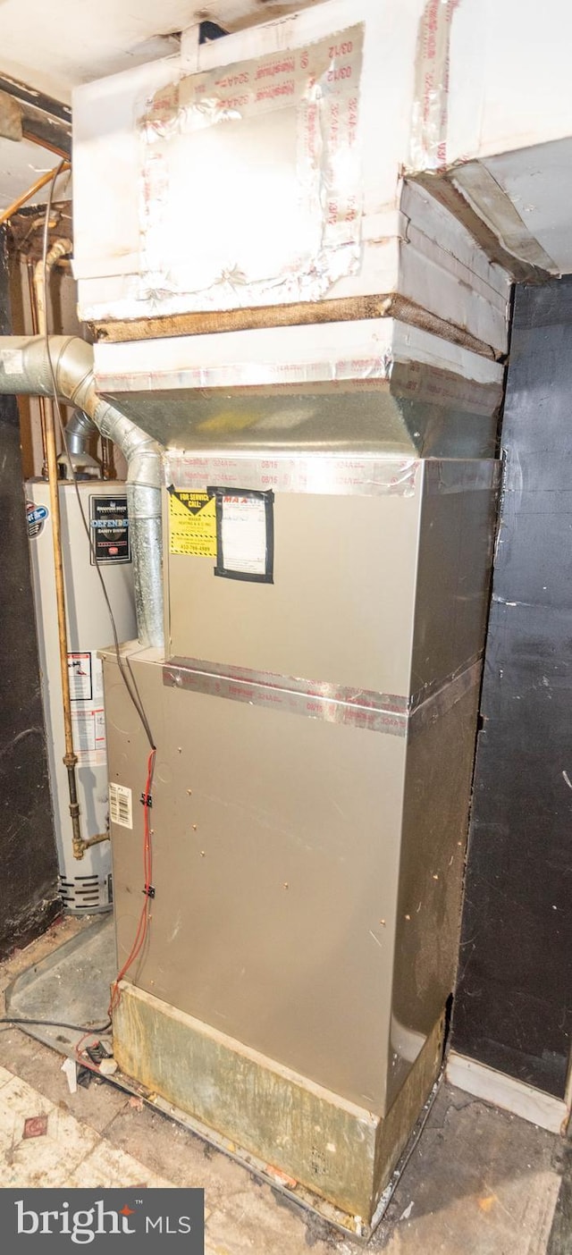 utility room with gas water heater