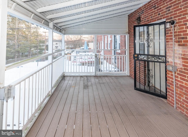 wooden terrace featuring french doors