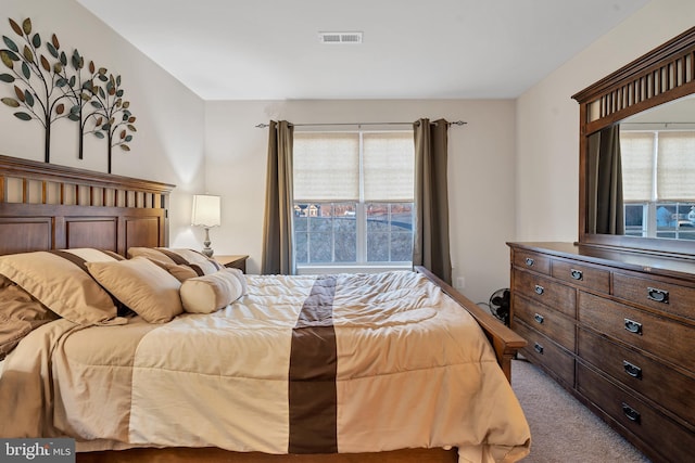 carpeted bedroom with multiple windows