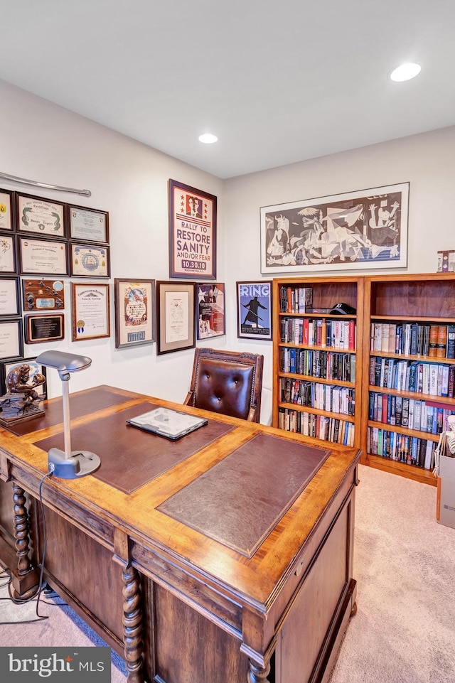 view of carpeted office space